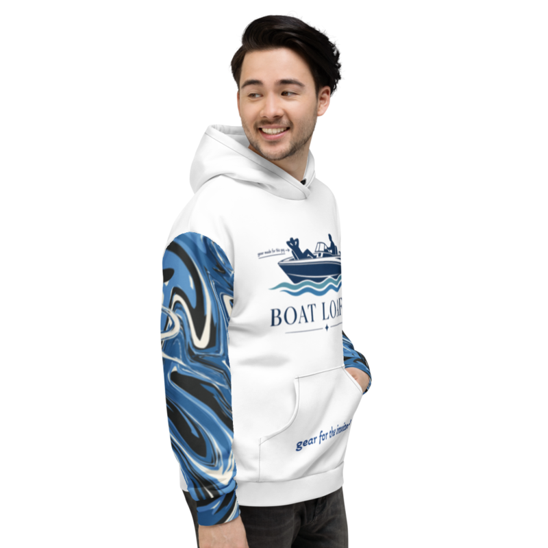 Boat Loafer Hoodie with marbled sleeves and the crest